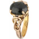 Solitary ring yellow gold, obsidian - 22 ct.