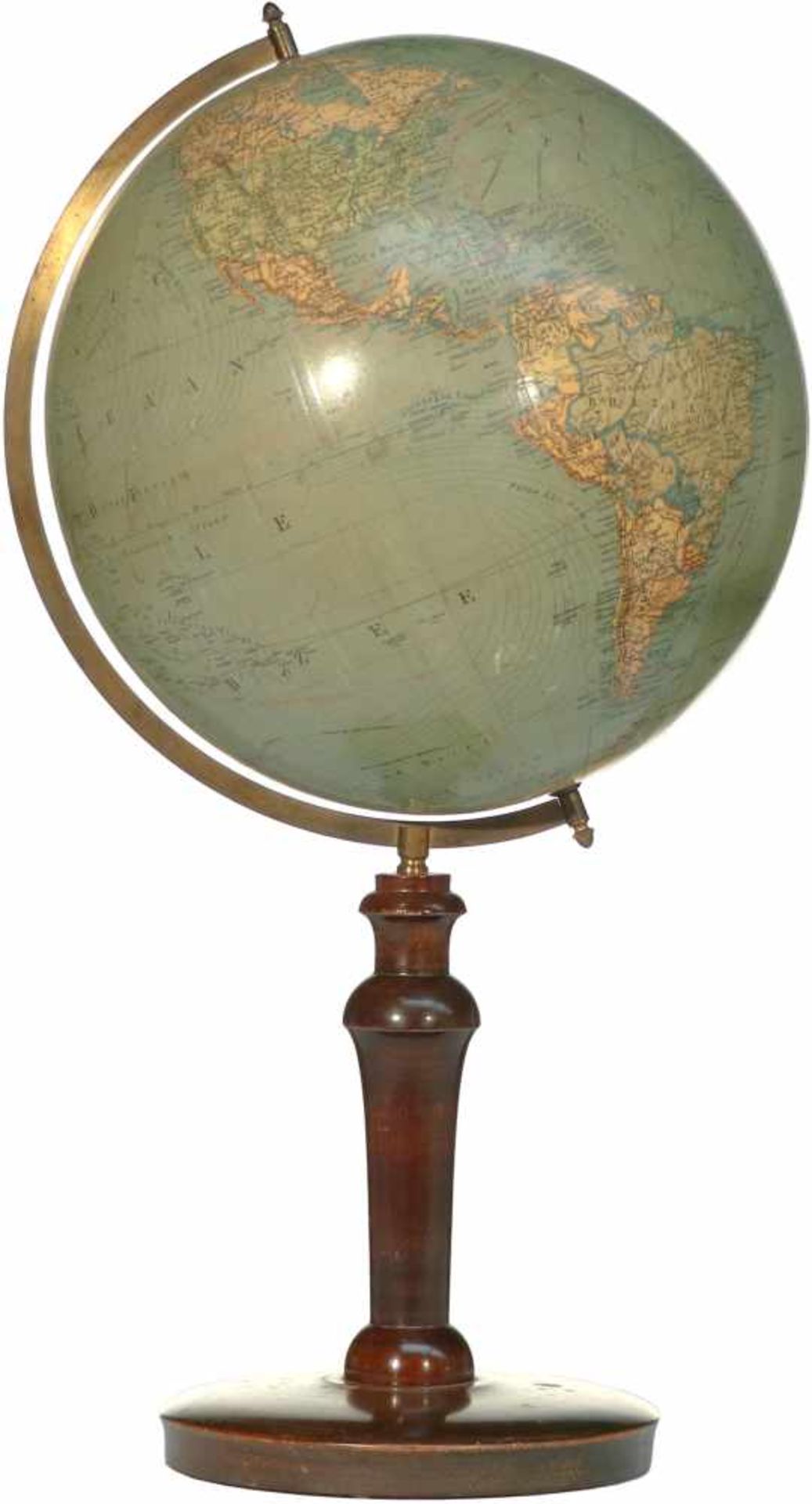 A globe on wooden stand. Ca. 1950.