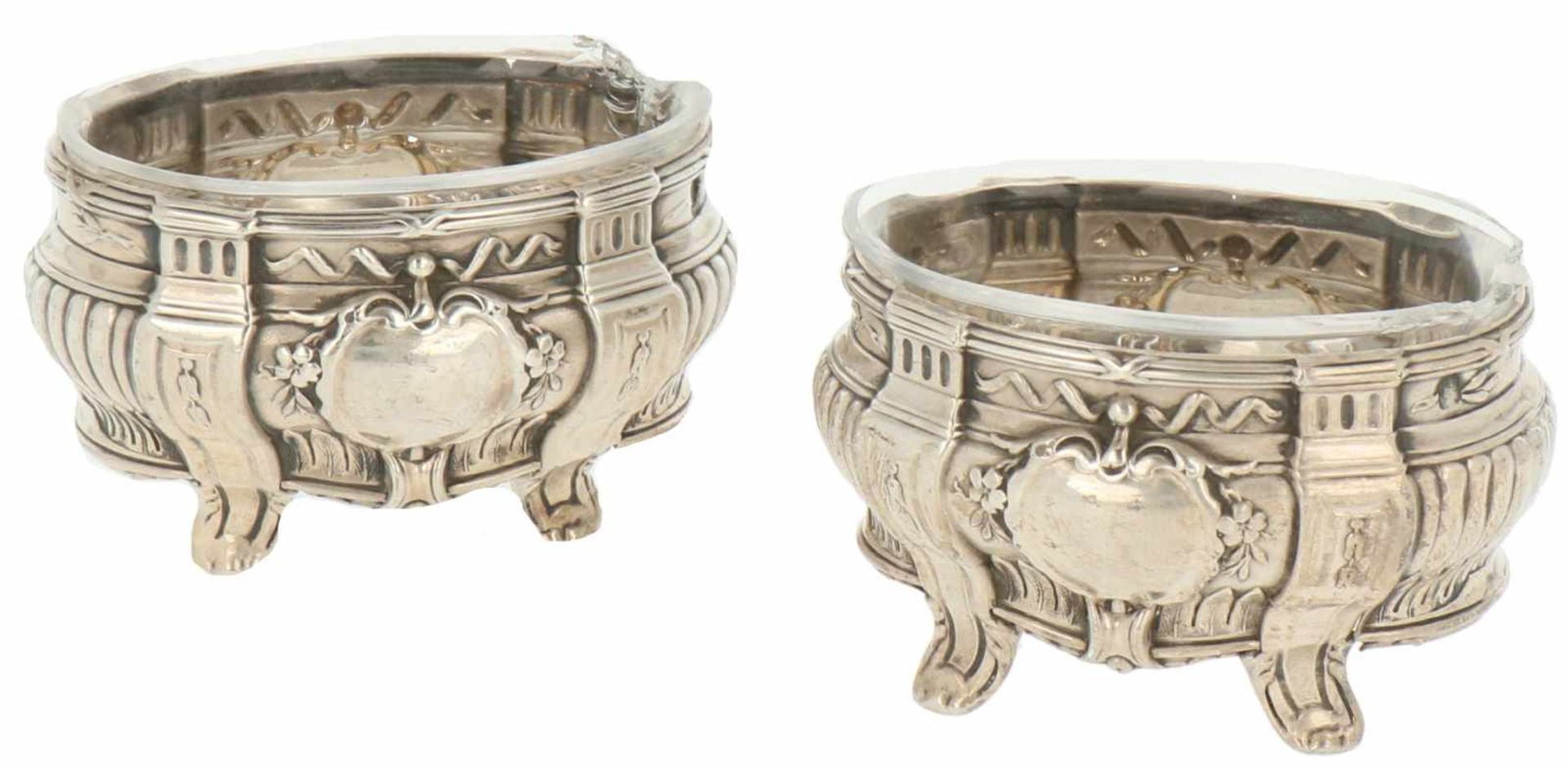 (2) Silver salt cellars.