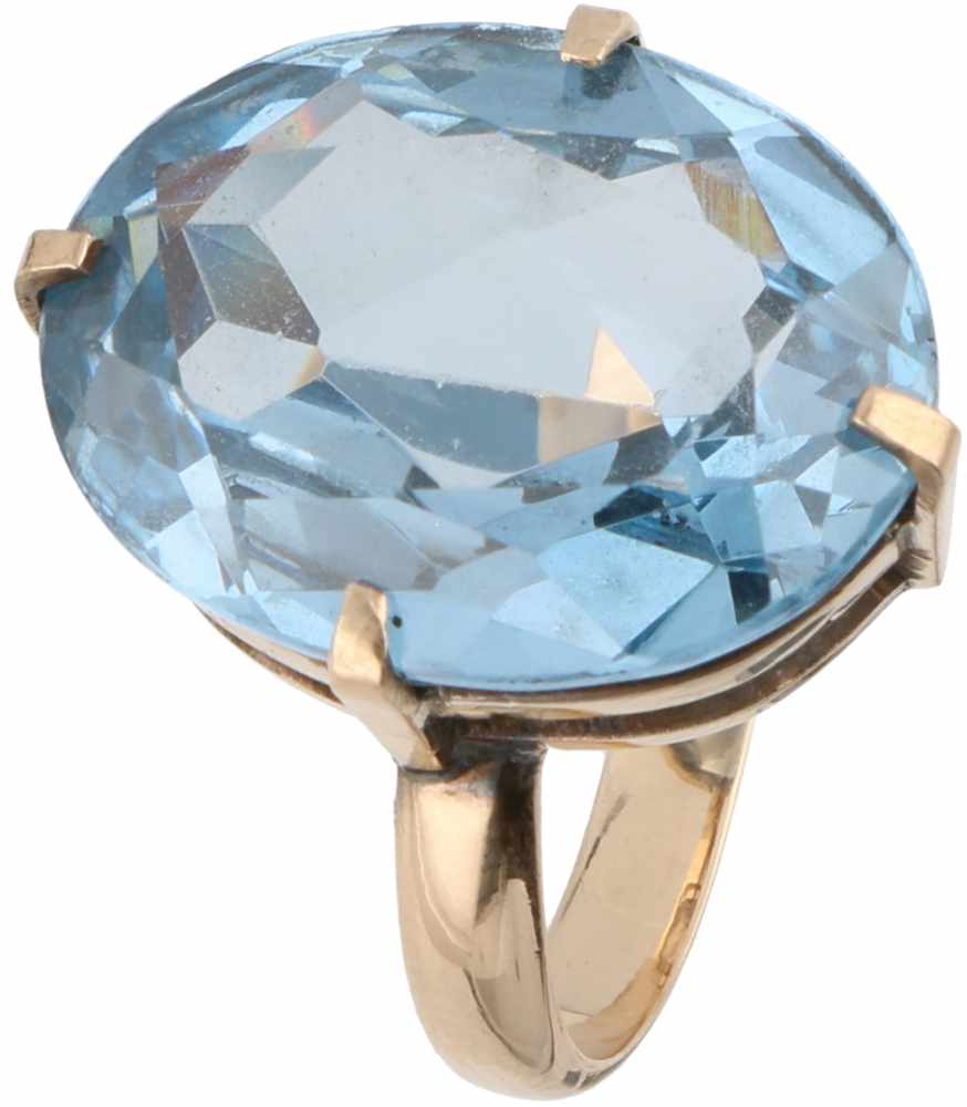 Solitary ring rosé gold, blue topaz - 14 ct.<