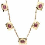 Necklace yellow gold, rhodolite - 14 ct.