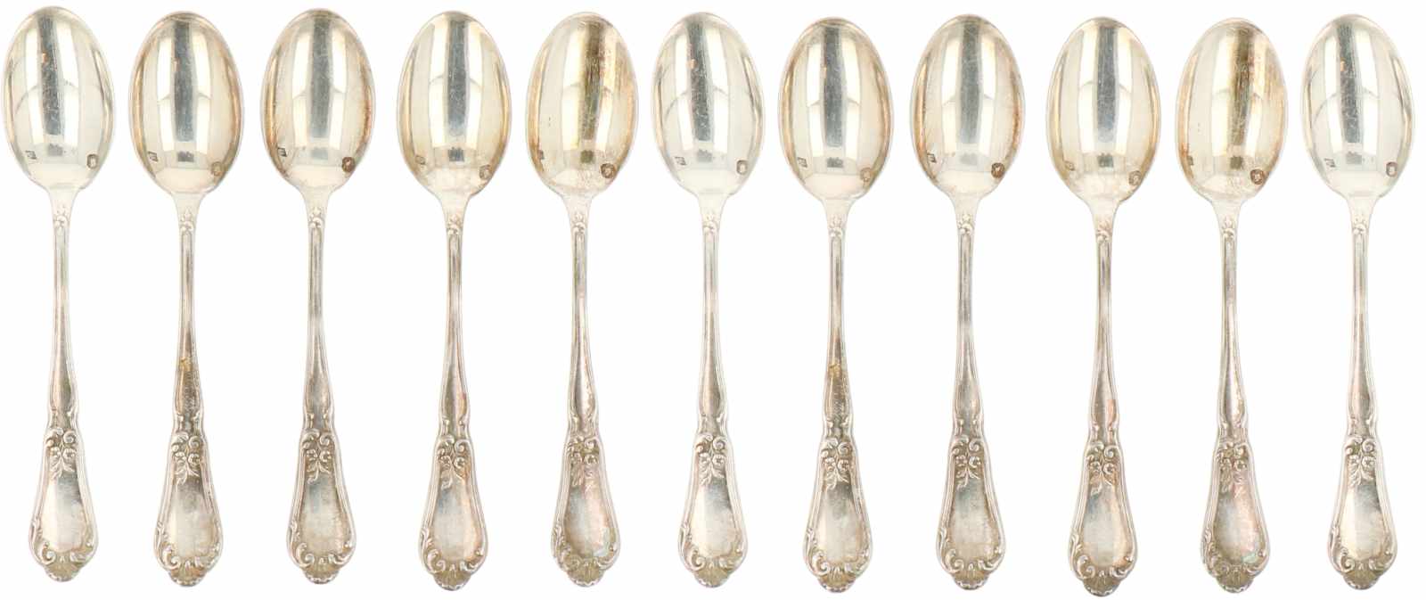 (11) Piece set of silver teaspoons.