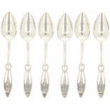 (6) Piece set of silver coffee spoons.
