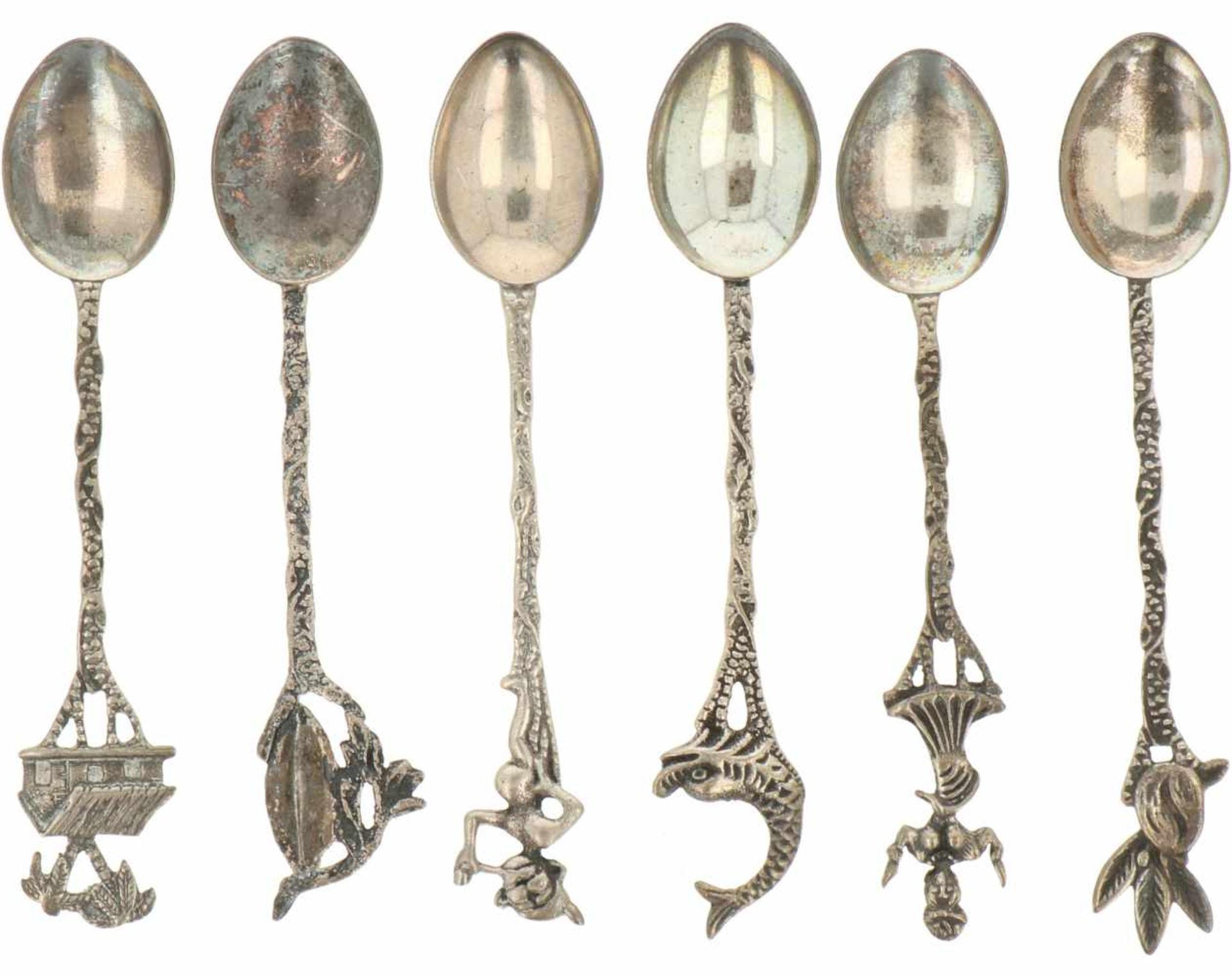 (6) Piece set of silver mocha spoons.