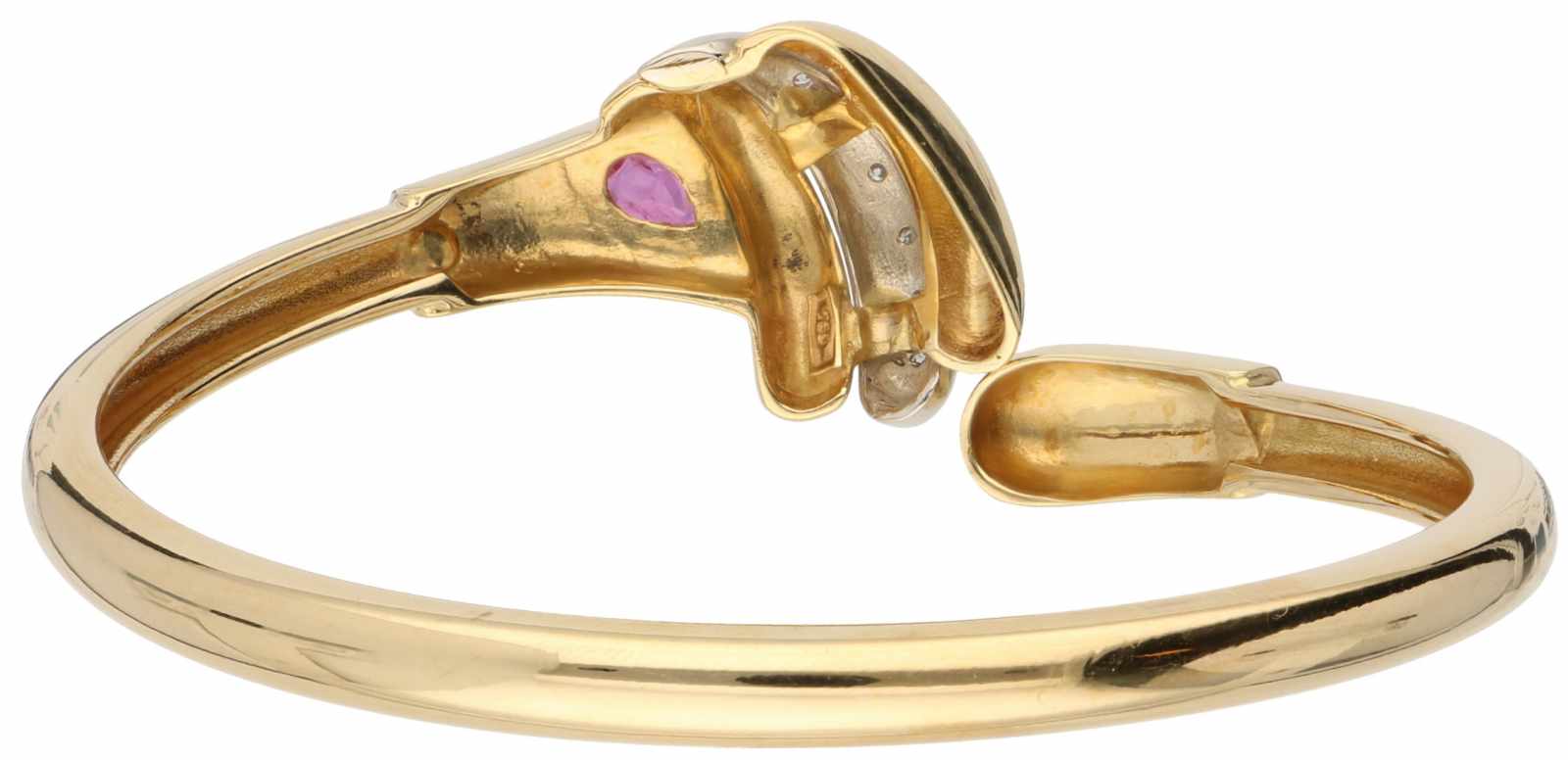 Bangle yellow gold, ca. 0.06 carat diamond and ruby - 18 ct. - Image 2 of 2