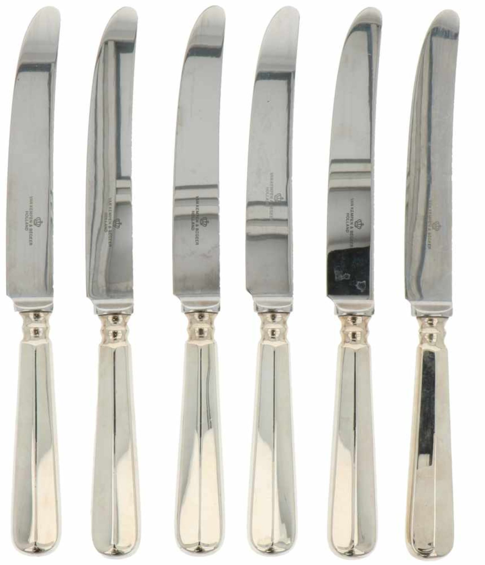 (6) Piece set of silver knives.