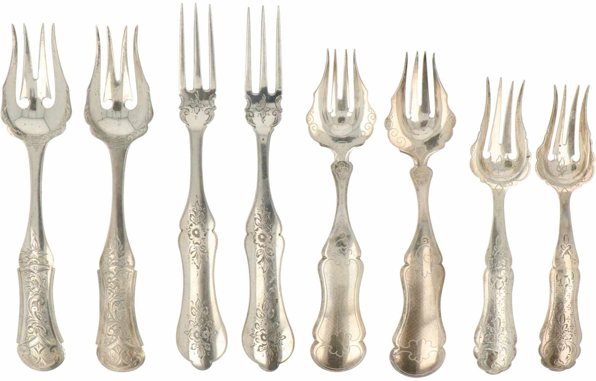 (8) Pieces of silver meat forks.