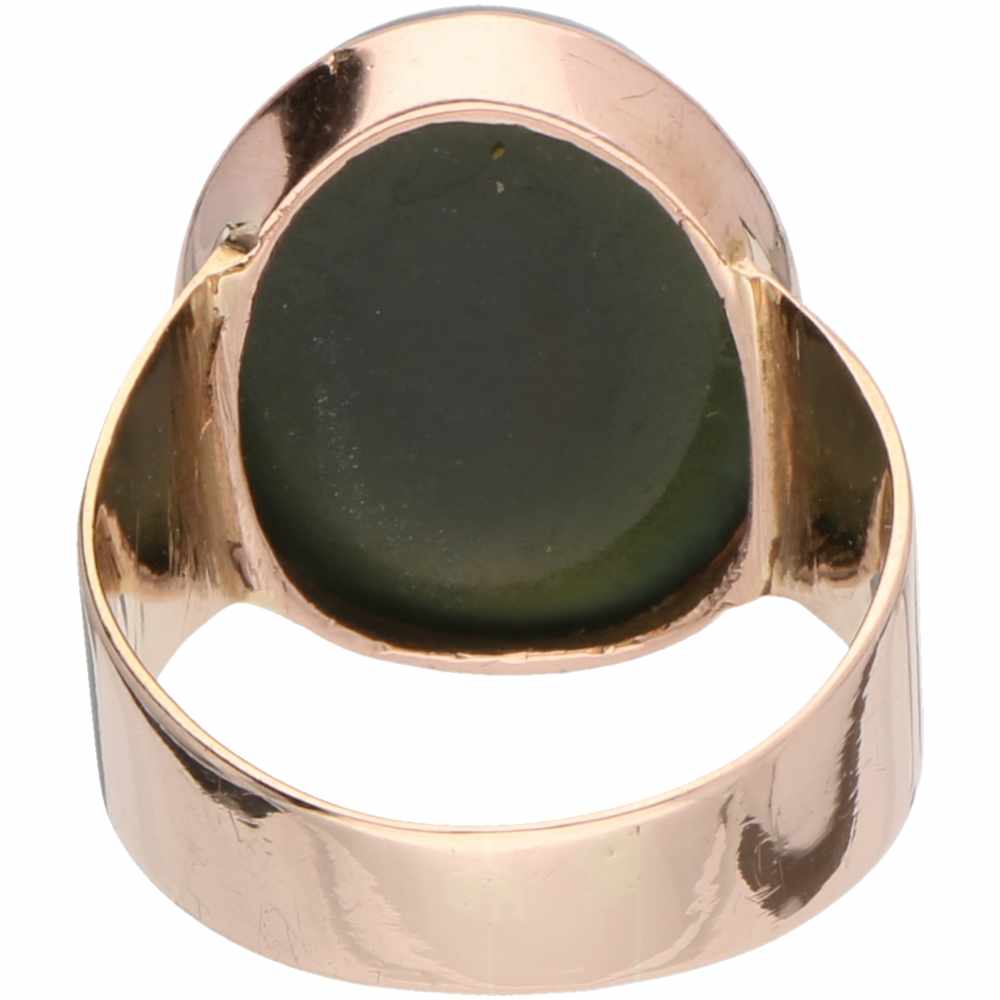 Solitary ring rosé gold, chrysoprase - BLA 10 ct.< - Image 2 of 2