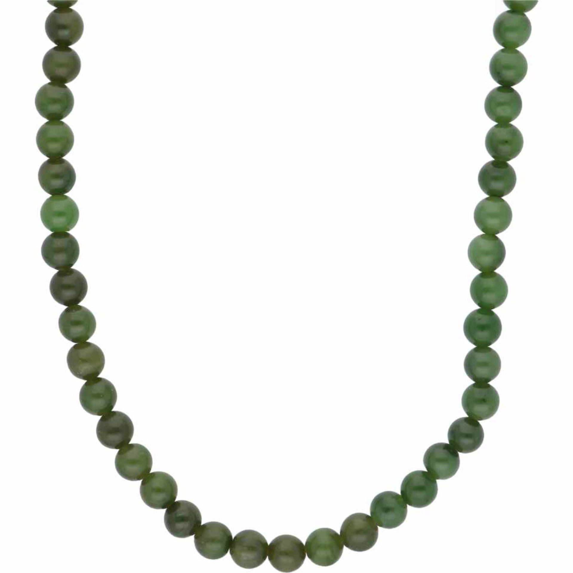 Beaded necklace, jade. - Bild 2 aus 2