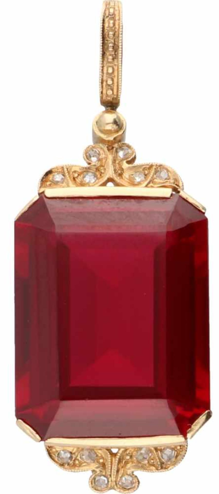 Pendant roségold, diamond and ruby - 14 ct.<