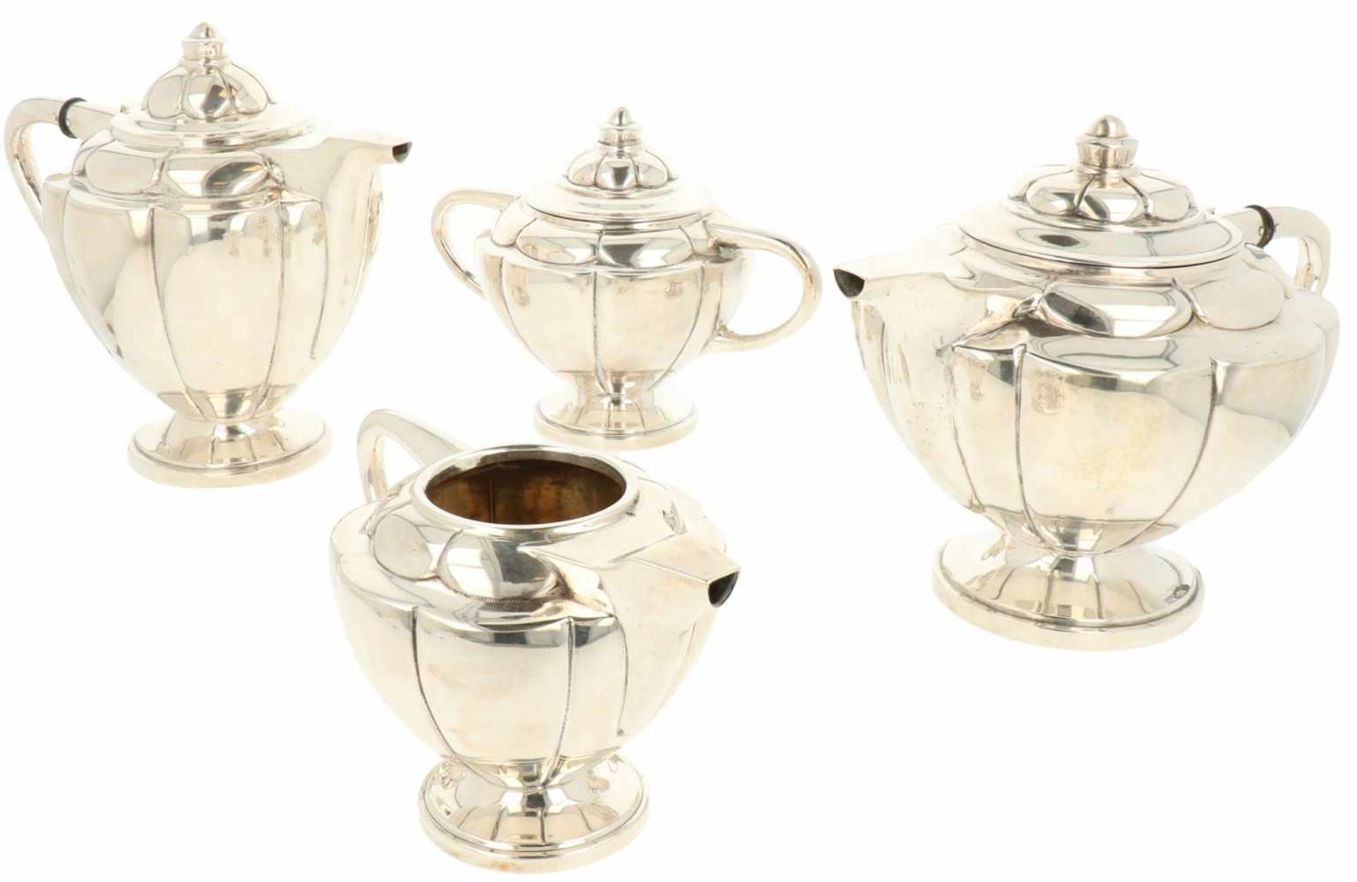 (4) Piece silver coffee and tea service.