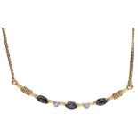 Venetian chain necklace yellow gold, ca. 0.04 carat diamond and sapphire - 14 ct.