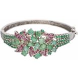 Bracelet silver, emerald and ruby - 925/1000.