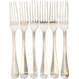 (6) Piece set of silver forks.