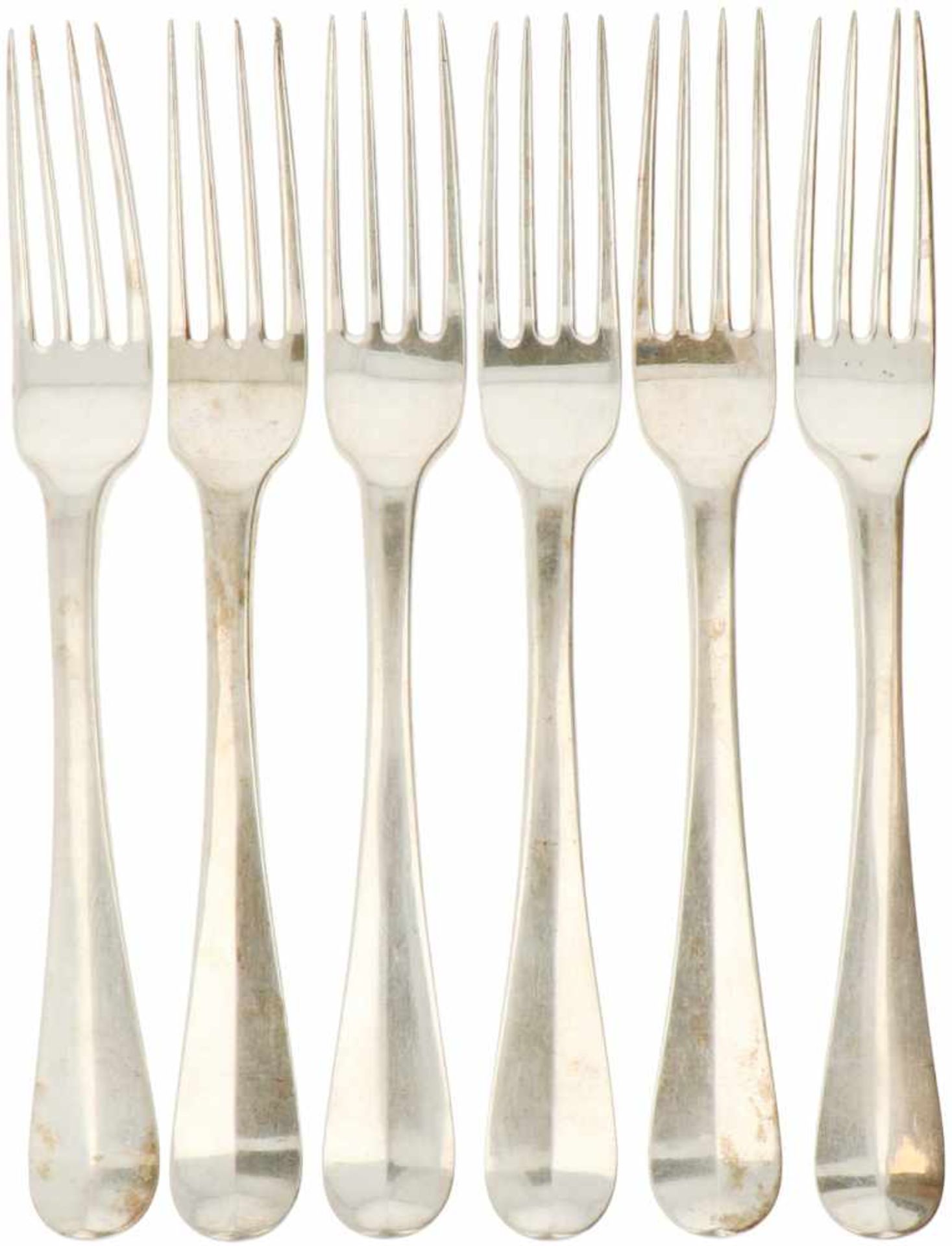 (6) Piece set of silver forks.