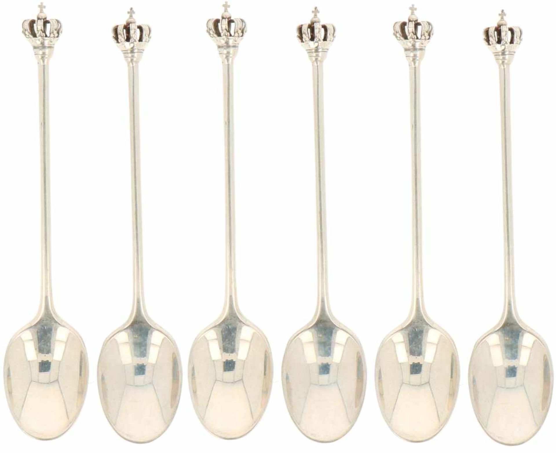 (6) Piece set of silver coffee spoons.