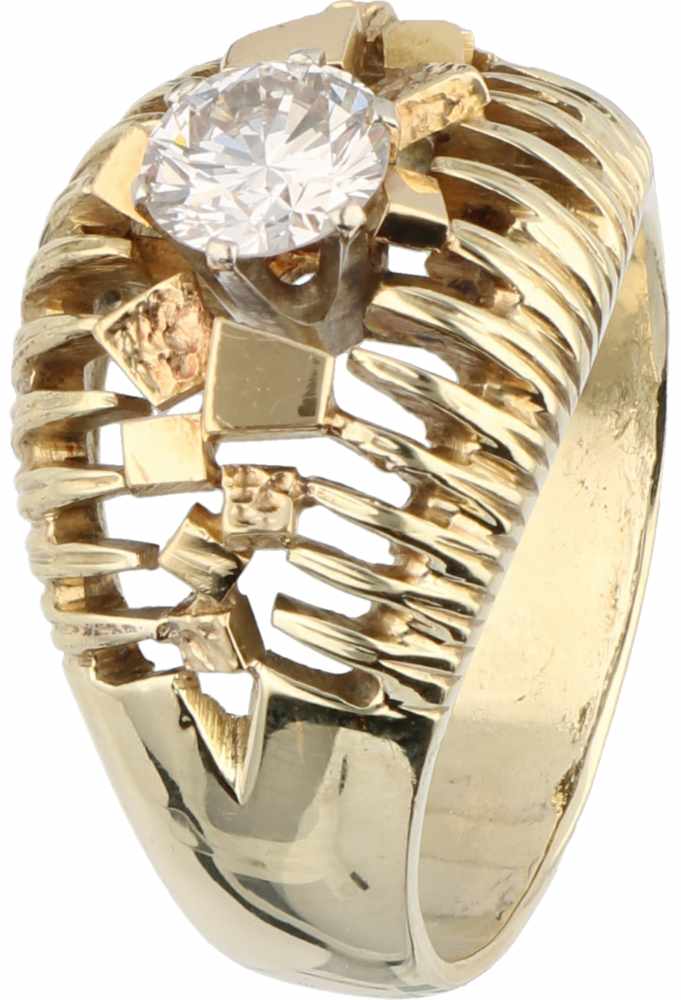 Italiaanse design ring yellow gold, ca. 0.66 carat diamond - 14 ct.