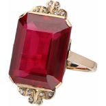 Ring rosé gold, diamond and ruby - 14 ct.<
