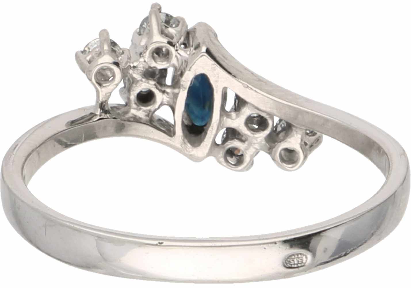 Desiree ring white gold, ca. 0.24 carat diamond and sapphire - 14 ct. - Image 2 of 2