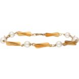 Bracelet yellow gold, cultured pearl - 14 ct.