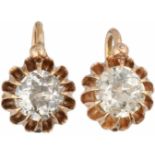 Earrings rosé gold, ca. 1.30 carat diamond - 14 ct.<