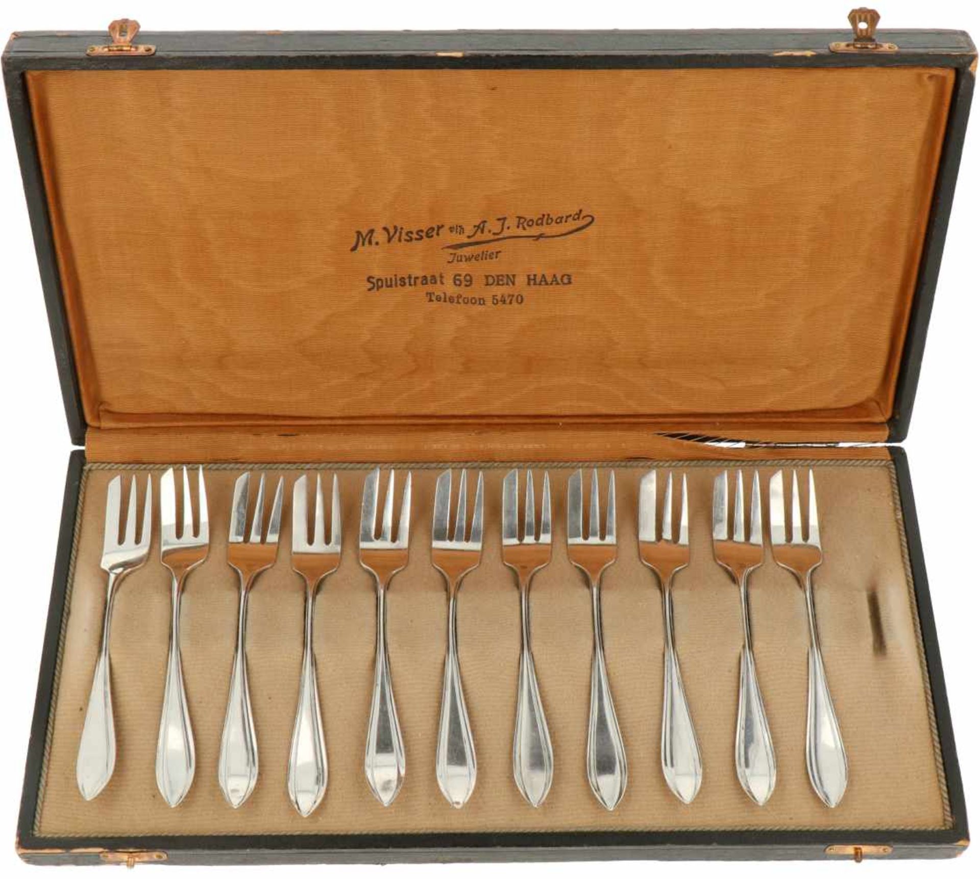 (11) Piece set of silver pie forks.