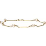 Bracelet yellow gold, cultured pearl - 14 ct.