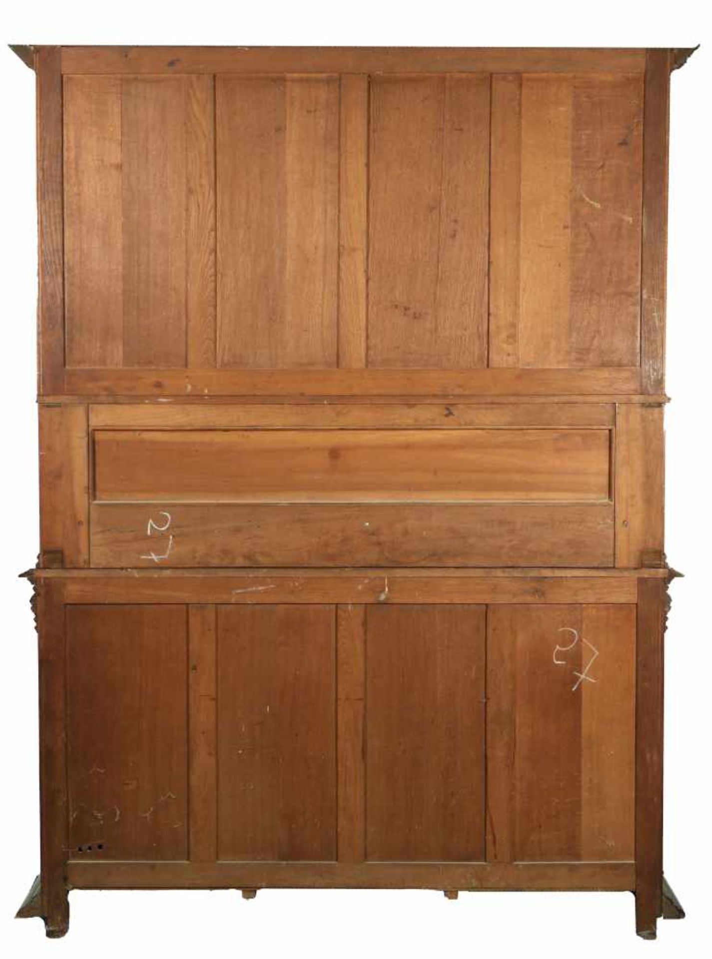 An oak cabinet with columns and brass mounts. Circa 1900. - Bild 3 aus 3