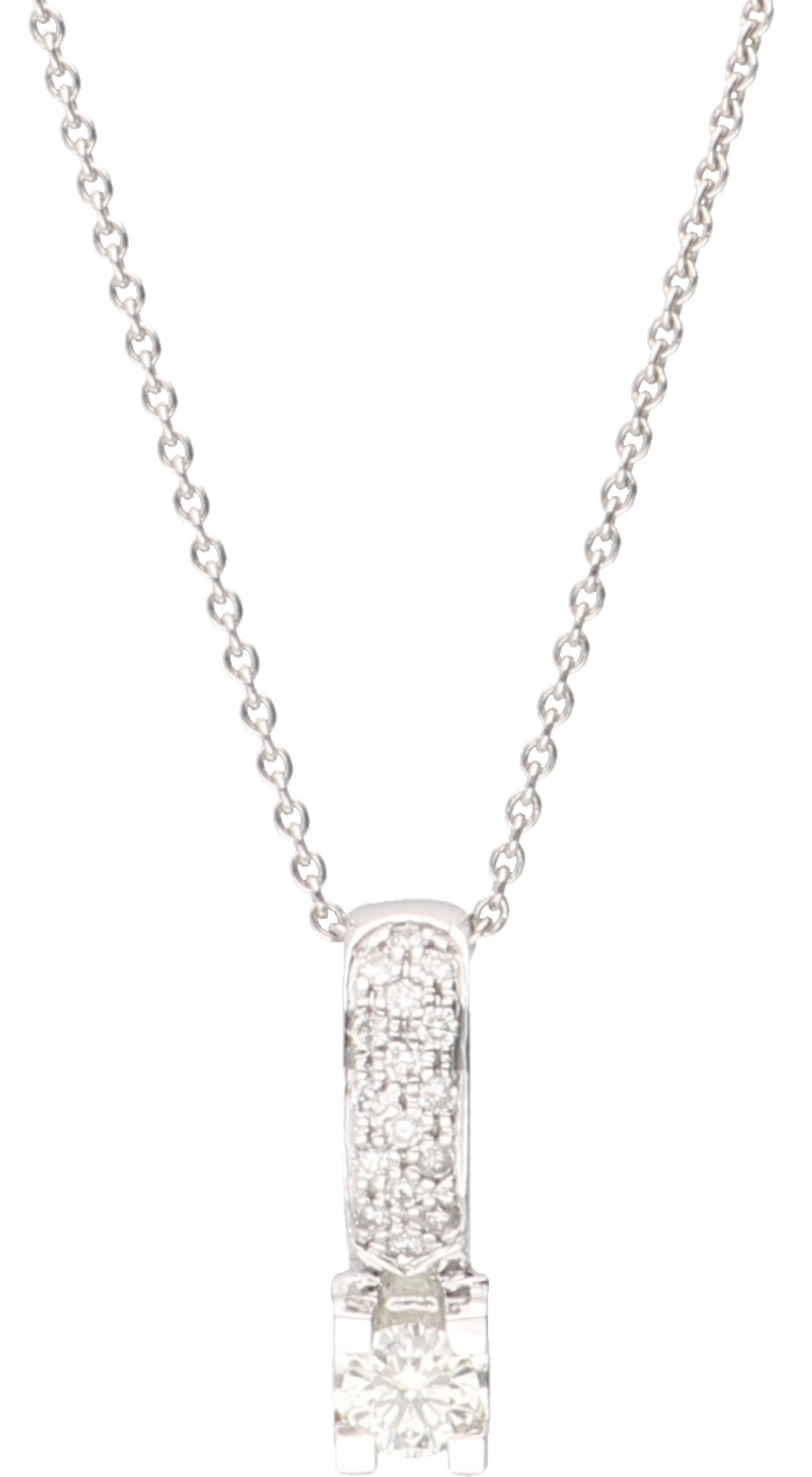 Necklace met pendant white gold, ca. 0.27 carat diamond - 18 ct.