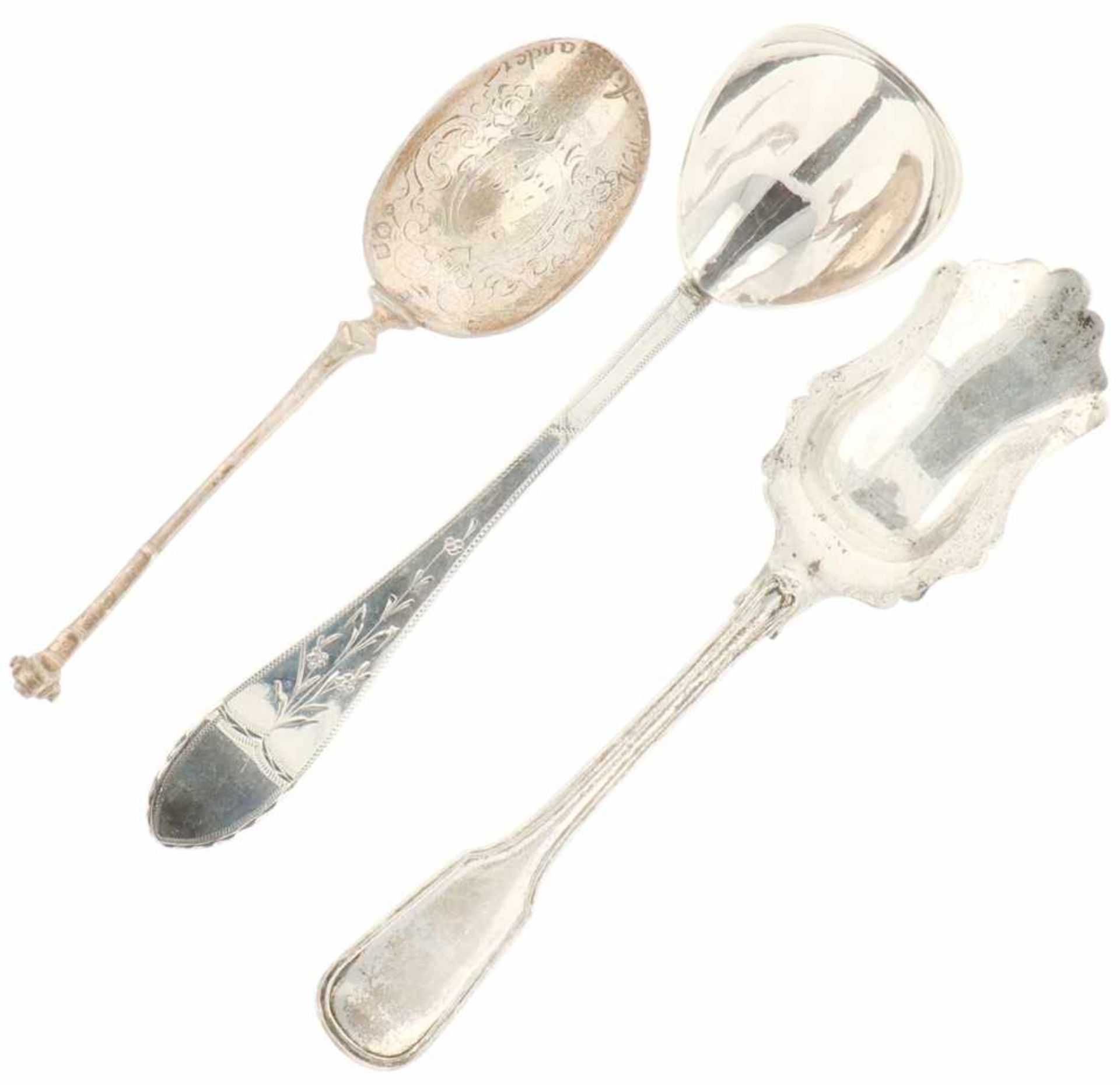 (3) Pieces of silver serving spoons.