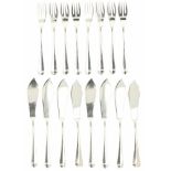 (16) Piece set of silver fish flatware.