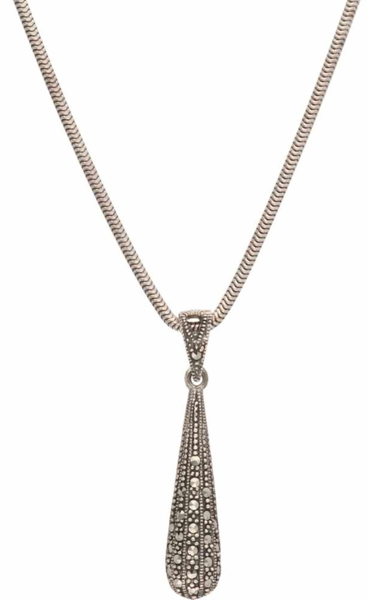 Necklace with pendant silver, marcasite - 925/1000.