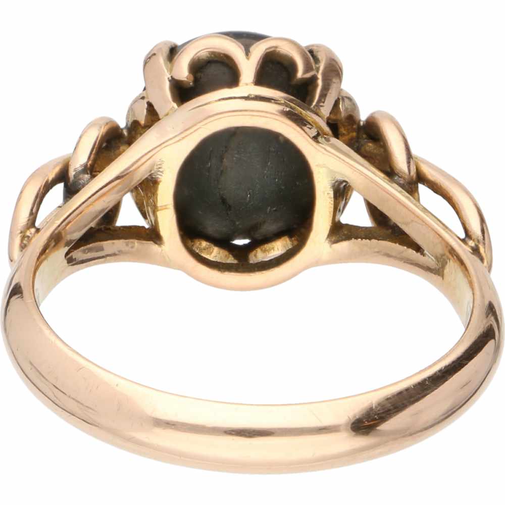 Solitary ring yellow gold, obsidian - 22 ct. - Image 2 of 2