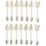 (14) Piece set of silver coffee spoons.