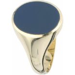 Signet ring yellow gold, layered stone - 14 ct.