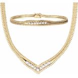 Necklace / bracelet yellow gold, ca. 0.43 carat diamond - 14 ct.