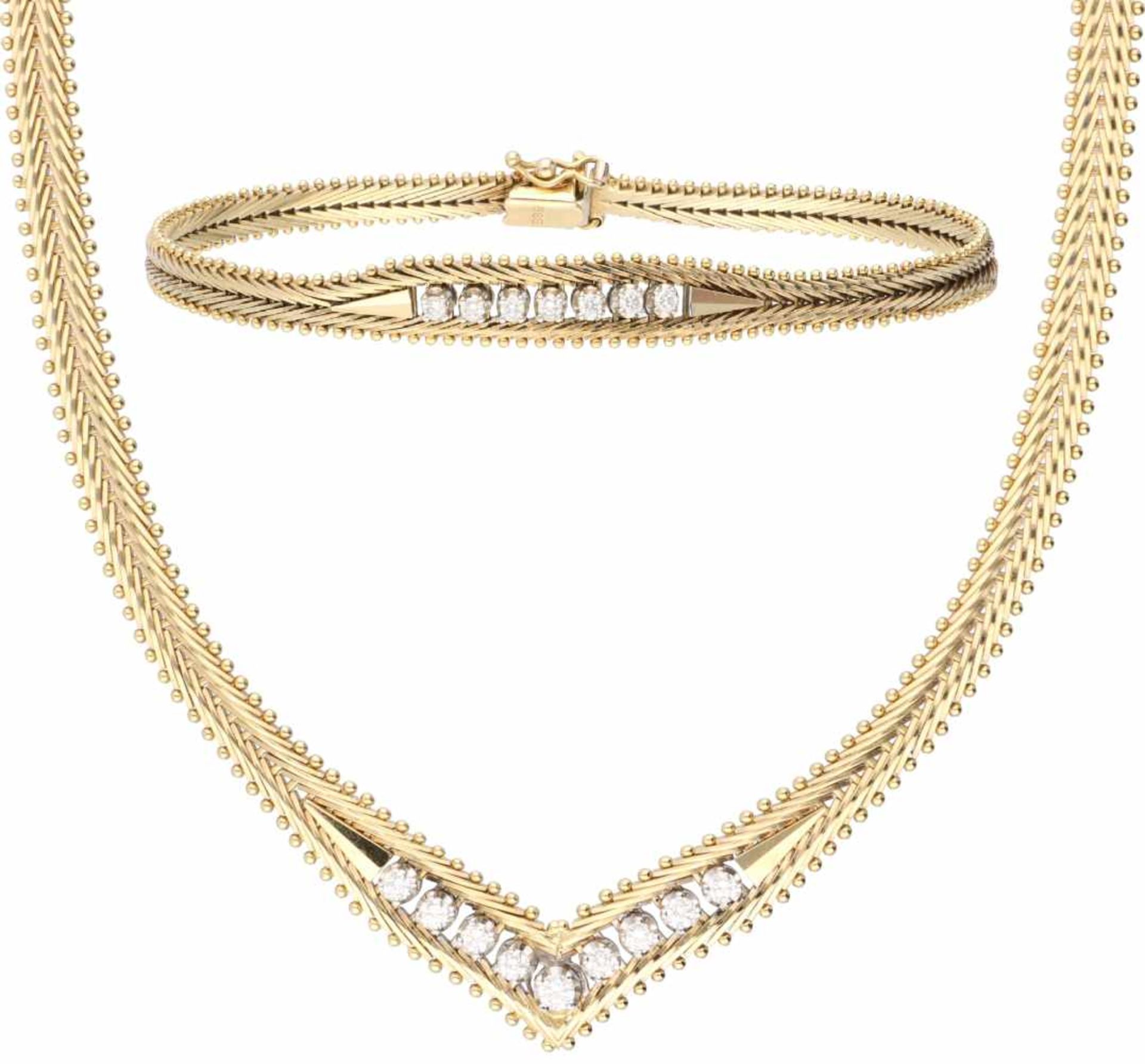 Necklace / bracelet yellow gold, ca. 0.43 carat diamond - 14 ct.