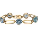 Bracelet yellow gold, aquamarine - 14 ct.