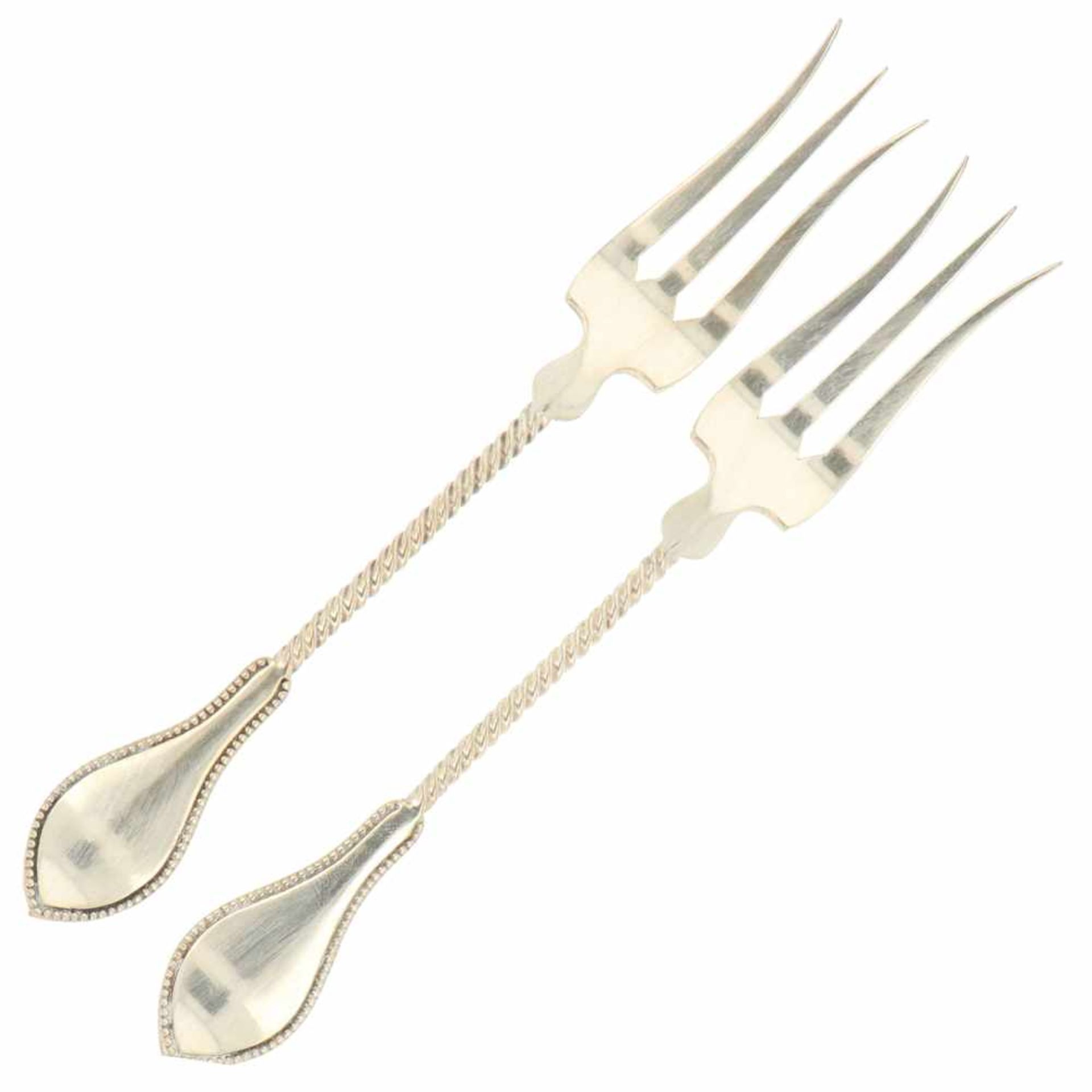 (2) Piece set of silver meatforks.