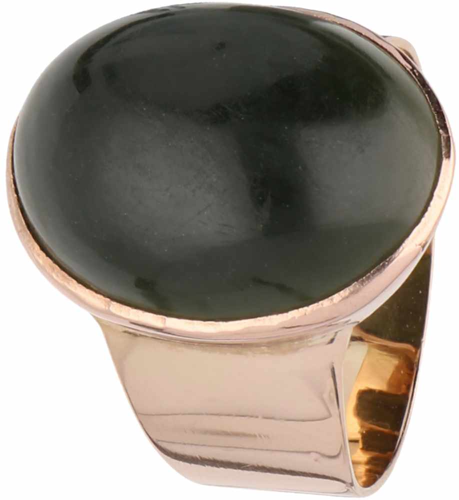 Solitary ring rosé gold, chrysoprase - BLA 10 ct.<