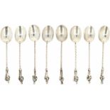 (8) Piece set of silver 'Apostle'-spoons.