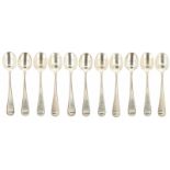 (11) Piece set of silver dessert spoons.