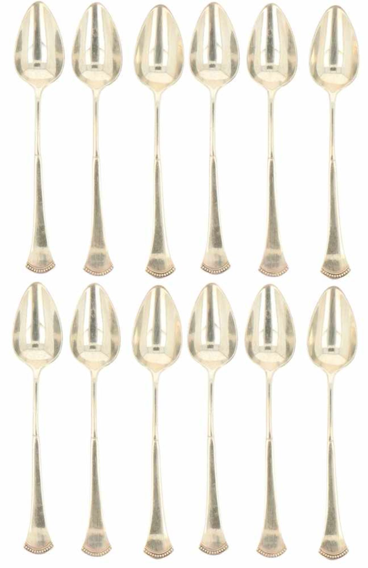 (12) Piece set of silver coffee spoons.