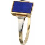 Signet ring bicolour gold, lapis lazuli - 18 ct.