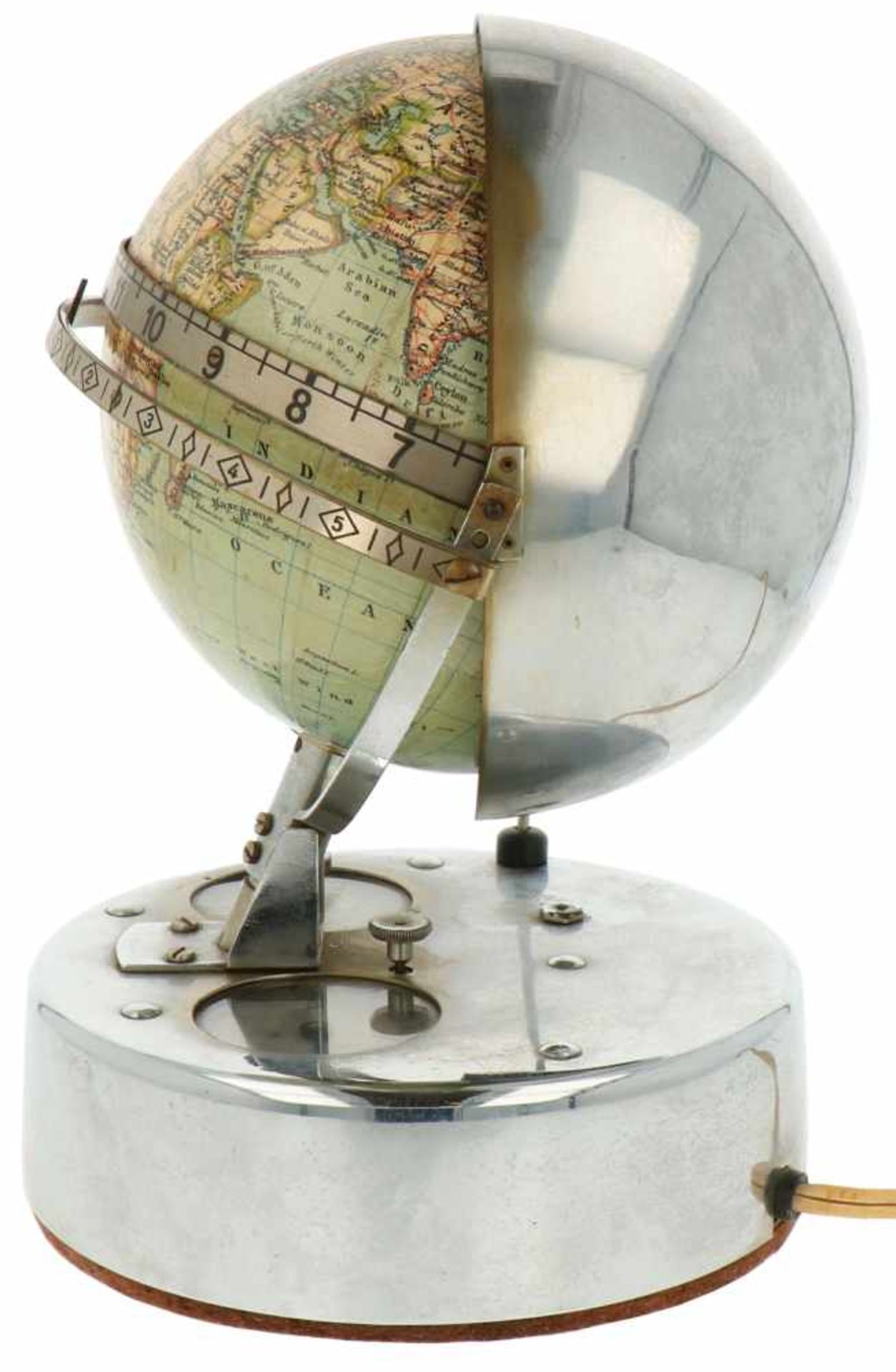 A table globe clock, electric wired. Germany, First half 20th century. - Bild 2 aus 3