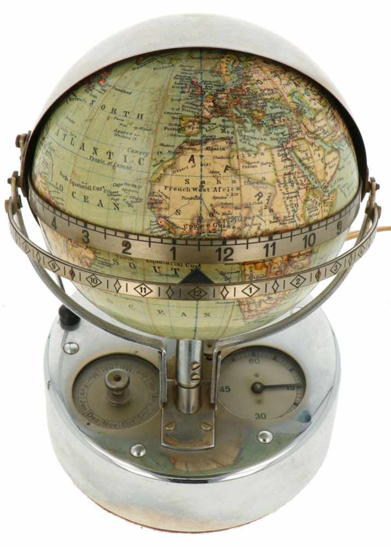 A table globe clock, electric wired. Germany, First half 20th century. - Bild 3 aus 3