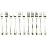 (11) Piece set of silver pie forks.