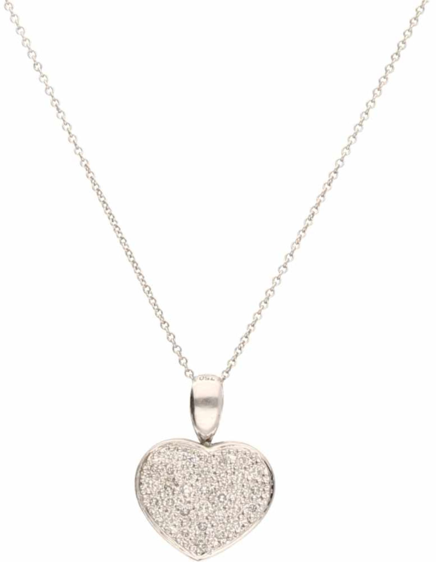 Necklace with heart-shaped pendant white gold, ca. 0.31 carat diamond - 18 ct.