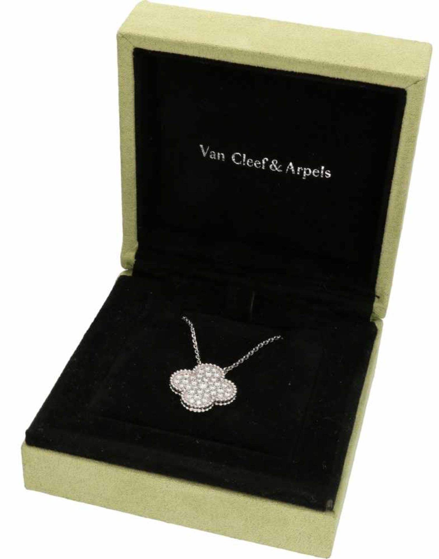 Van Cleef & Arpels necklace with Magic Alhambra pendant white gold, ca. 0.88 carat diamond - 18 ct. - Bild 5 aus 7