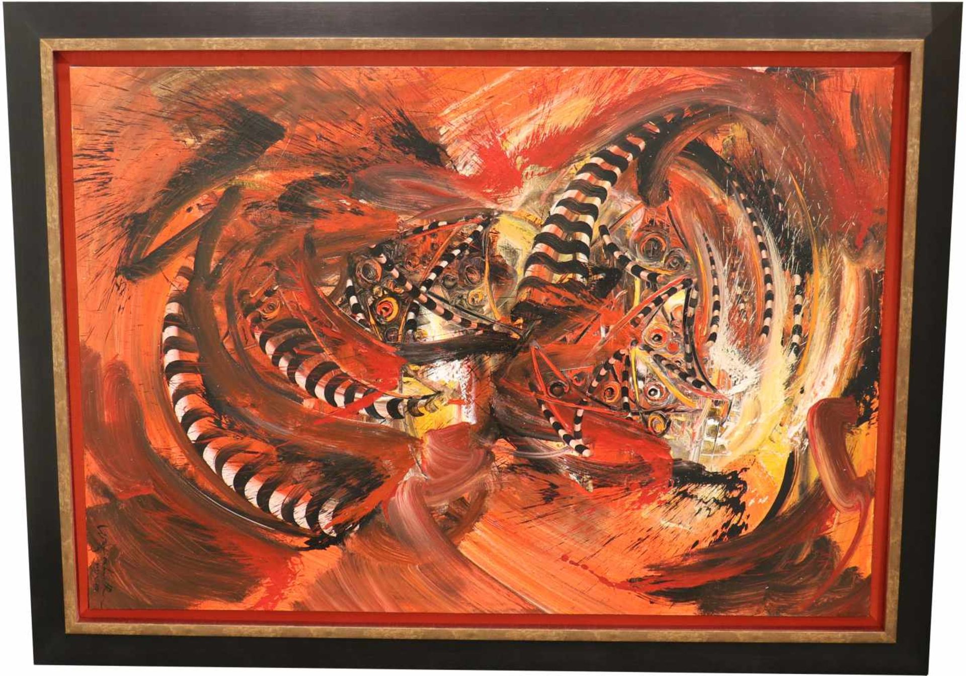 Made Toris Mahendra (1972). Abstracte compositie, gesigneerd (rechtsonder), olieverf op doek, - Bild 2 aus 3